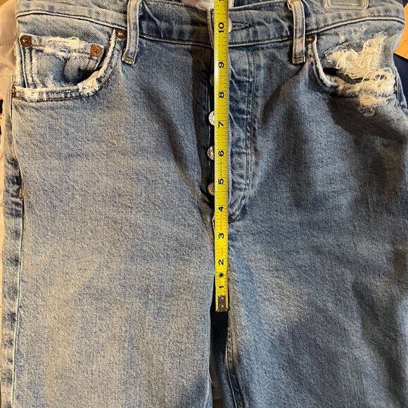 Agolde 26 Jeans Distressed High-Waisted Button-Fly Vintage- inspired Light Blue - Picture 4 of 6